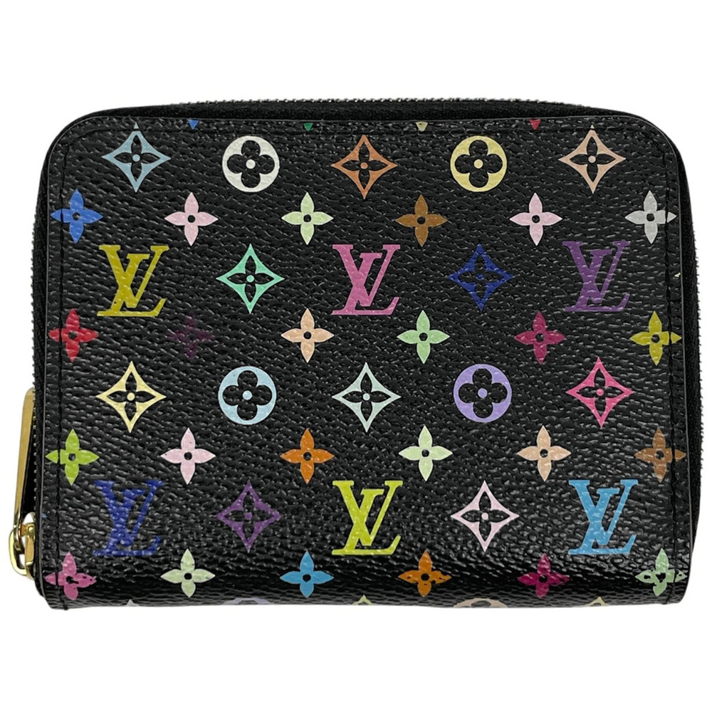 Louis Vuitton Zippy Wallet Coin Round Zip Monogram Multicolor Noir Black